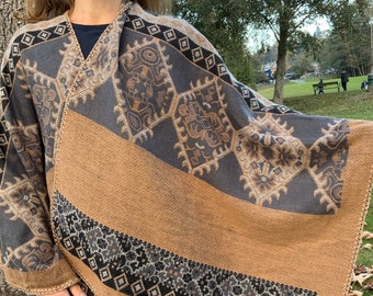 Promoção de Dia dos Namorados, poncho de inverno/outono, xales, poncho feminino, poncho boho, capa poncho, cardigã feminino, peça quente para o inverno