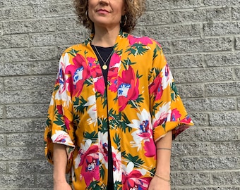 Kimono boho feminino, cardigã floral, jaqueta kimono, saída de praia, saída de praia boho, cardigã de verão, cardigã boho, presente para o Dia das Mães.