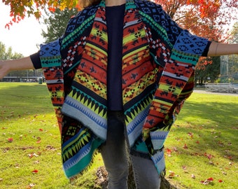 Promoção pós-Natal, poncho feminino, presente para ela, capa de lã, poncho boho, sobreposição boho, xale de inverno, cardigã feminino