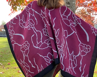 Poncho feminino, poncho para presente, suéter poncho, xale, poncho boho, cardigã feminino, jaqueta quimono, capa de lã
