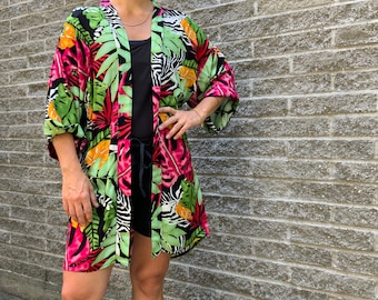 Quimono longo boho, cardigã floral, jaqueta quimono, saída de praia, saída de praia boho, cardigã boho, cardigã de verão, presente para o Dia das Mães.