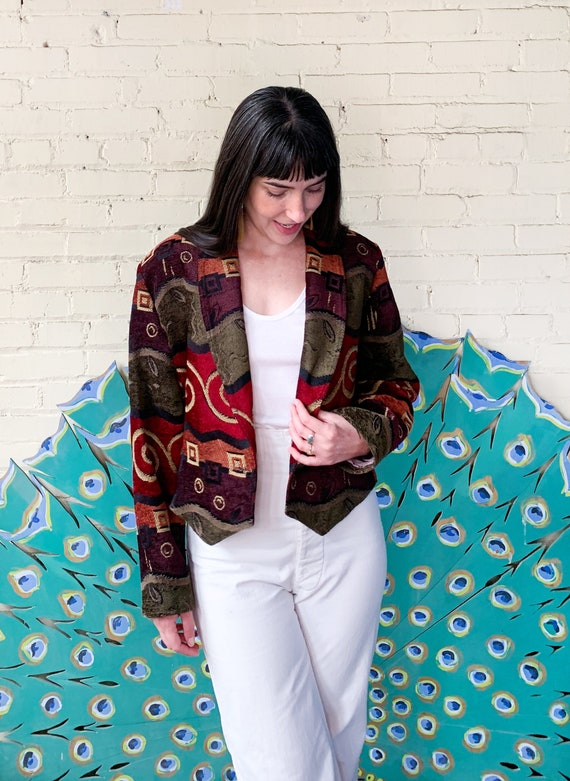 Southwest Blazer / Geometric Jacket / 1980s Light 