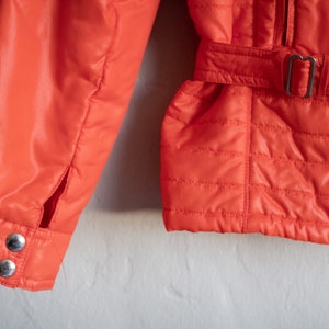 Vintage Orange Apres Ski Jacket Small Medium / 1980s Puffer Belted Coat image 3