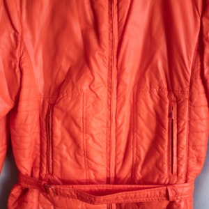 Vintage Orange Apres Ski Jacket Small Medium / 1980s Puffer Belted Coat image 6