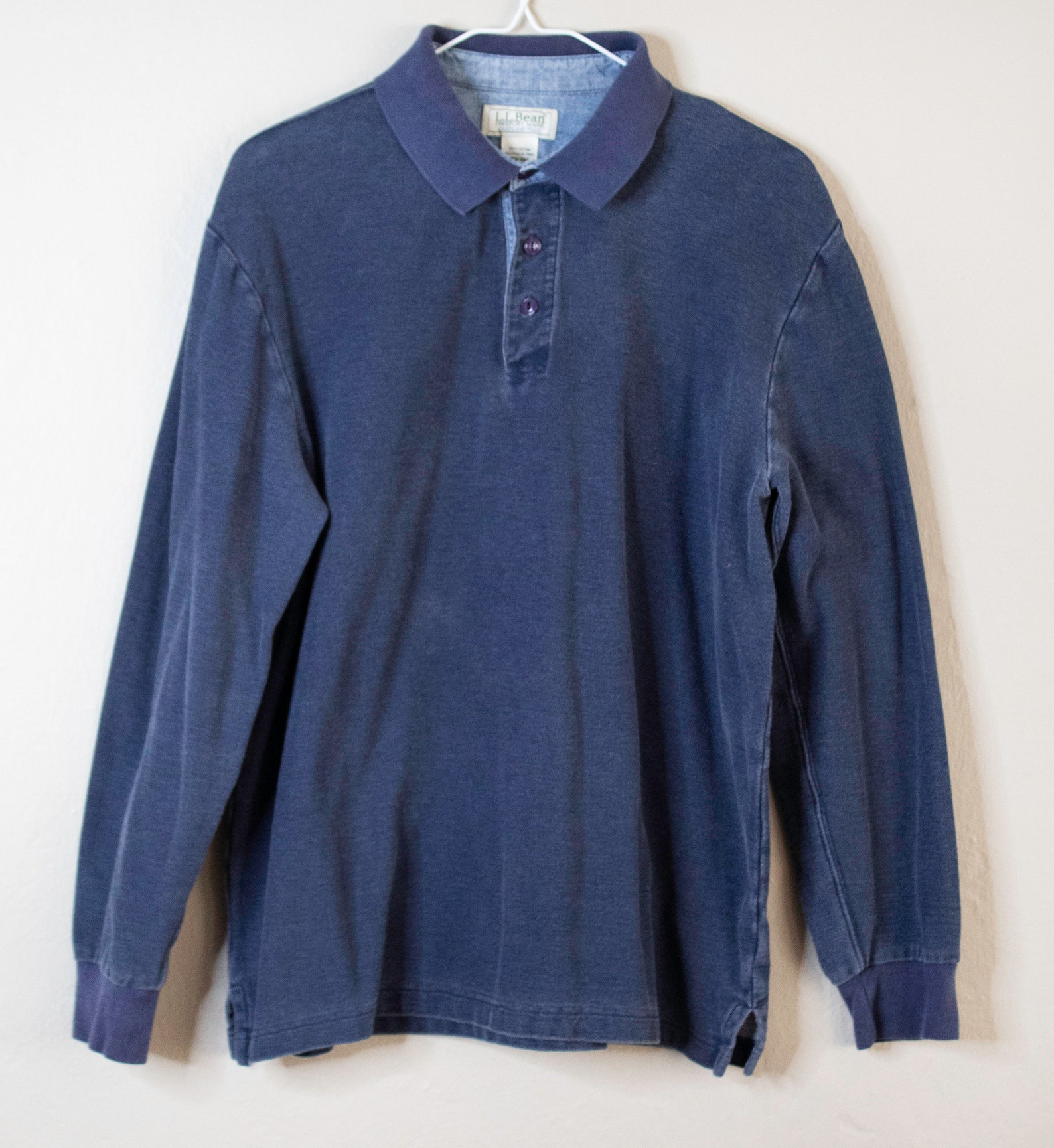 L.L. Bean Henley Style Shirt Vintage Blue Henley Shirt Size | Etsy