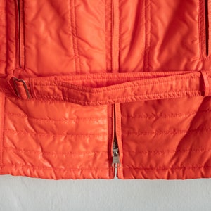 Vintage Orange Apres Ski Jacket Small Medium / 1980s Puffer Belted Coat image 5