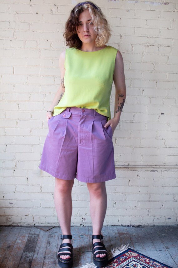 Purple high waisted shorts deals