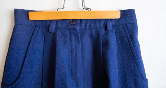 1970s Wool Shorts, High Waisted Mid Thigh Length … - image 3