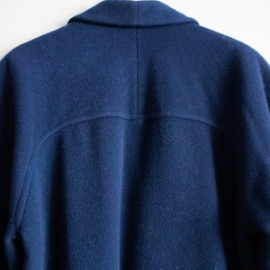 Wool Pendleton Coat / Full Length Jacket / Navy Blue Winter Coat, Medium Large image 7