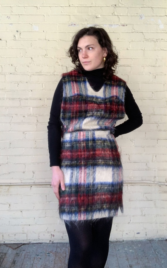 1960s Plaid Skirt Set, Vintage Wool Set, Skirt and