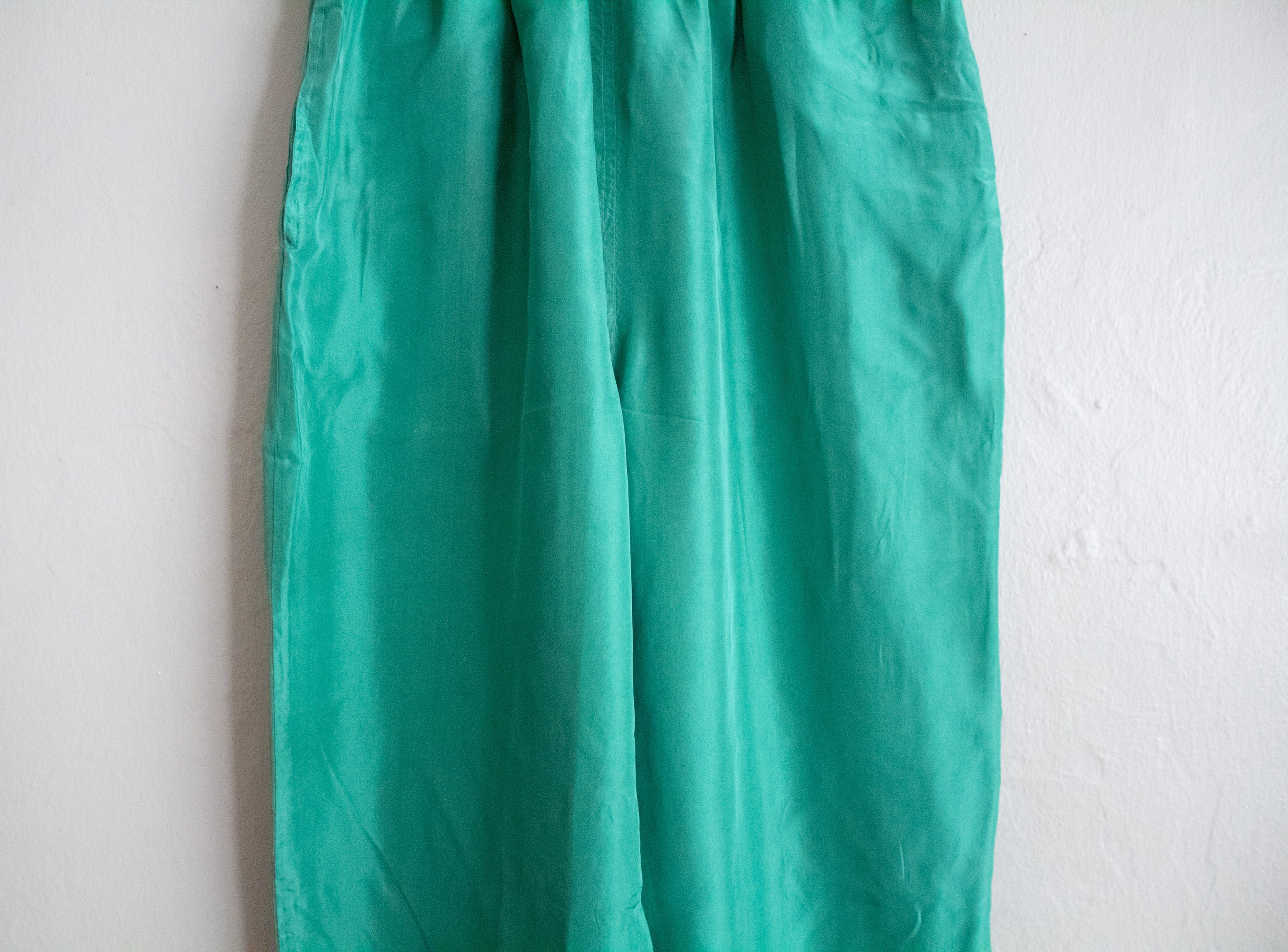 Relaxed Silk Drawstring Pant - Teal/Bright Orange V Monogram