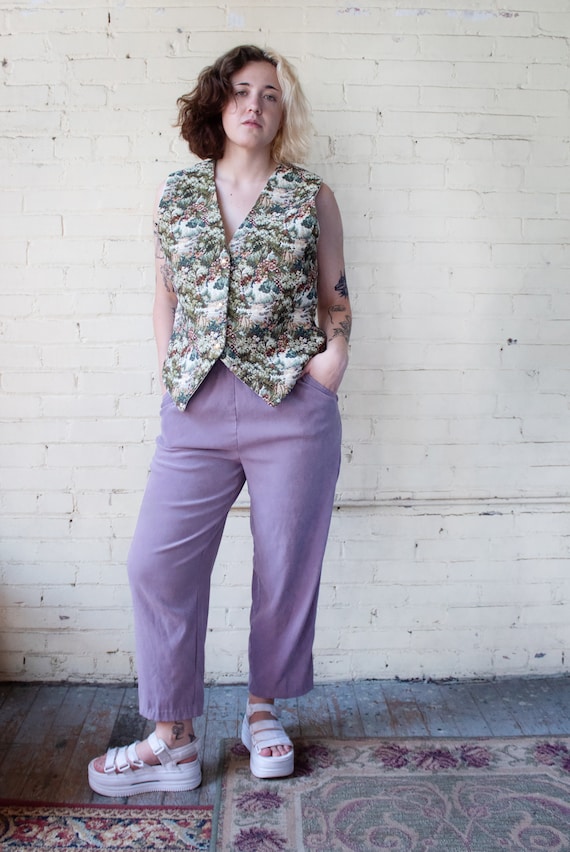 Vintage 1990s Purple Cropped Trousers - image 1