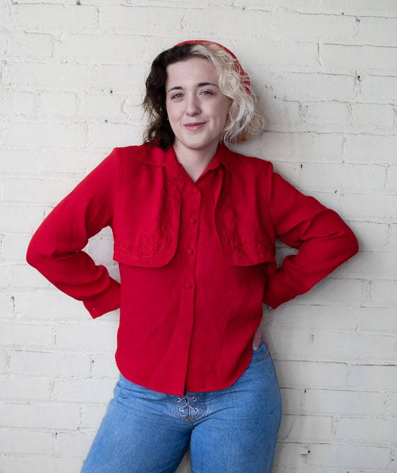 Bright red shirt womens hotsell
