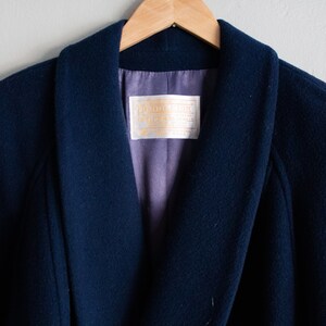 Wool Pendleton Coat / Full Length Jacket / Navy Blue Winter Coat, Medium Large image 5