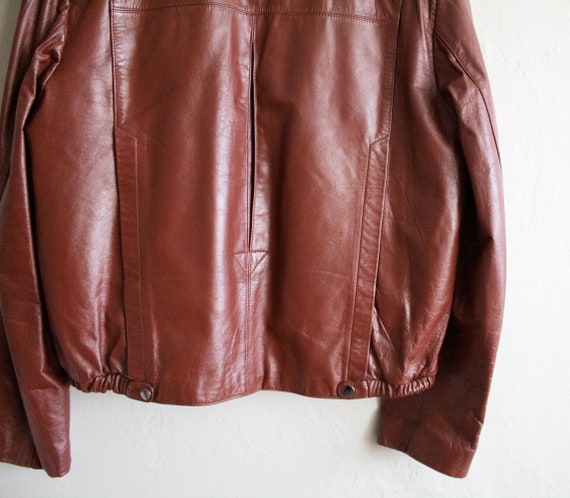 Oxblood Leather Moto Jacket, 1970s Brown Coat, Mo… - image 10