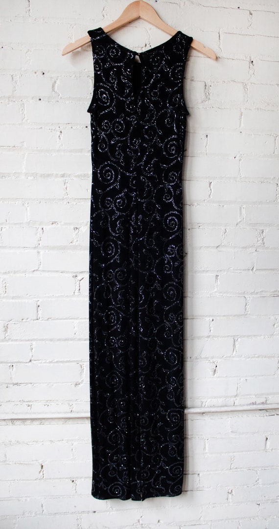 1990s Y2K Black & Silver Slip Dress - image 10