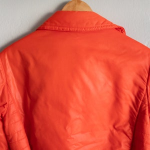 Vintage Orange Apres Ski Jacket Small Medium / 1980s Puffer Belted Coat image 9