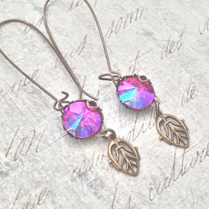 Art Deco Vintaj Crystal Earrings Pretty in Pink Crystal Earrings Long Romantic Earrings
