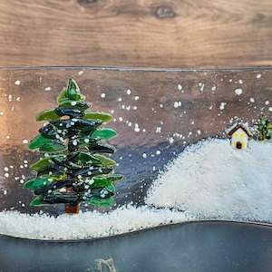 Snowy Tree Landscape, Christmas Scene, Christmas Decor, Christmas Tree, Holiday Table, Christmas Suncatcher, Winter Decor, Freestanding