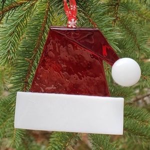 Fused Glass Santa Hat, Christmas Ornament, Fused Glass,Handmade, Unique, Handcrafted, Glass, Sun Catcher