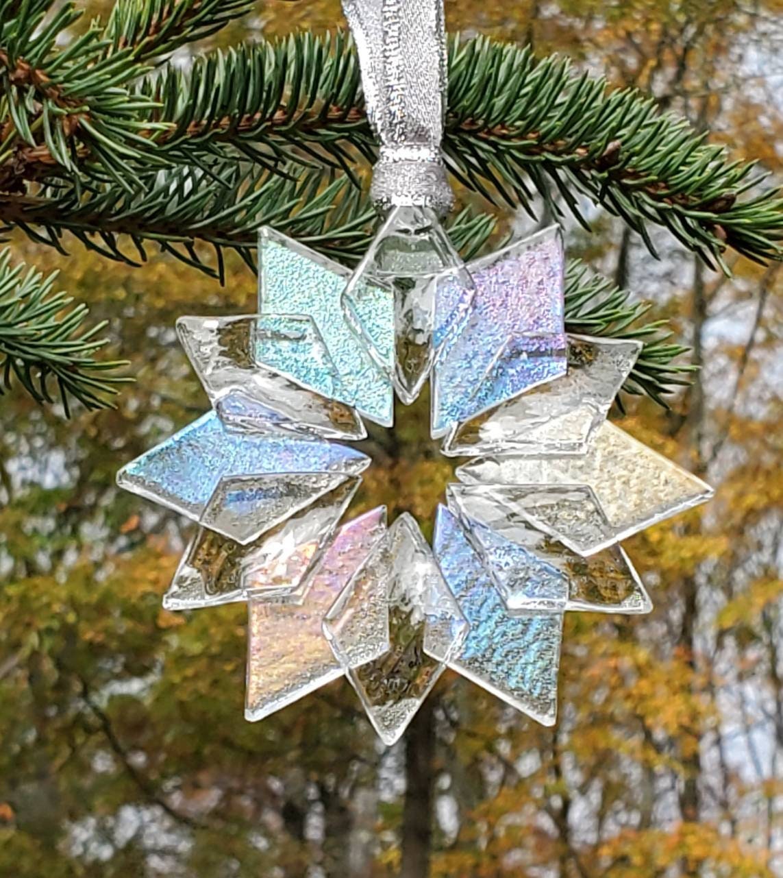 Snowflake Ornament Fused Glasshandmade Unique Handcrafted - Etsy