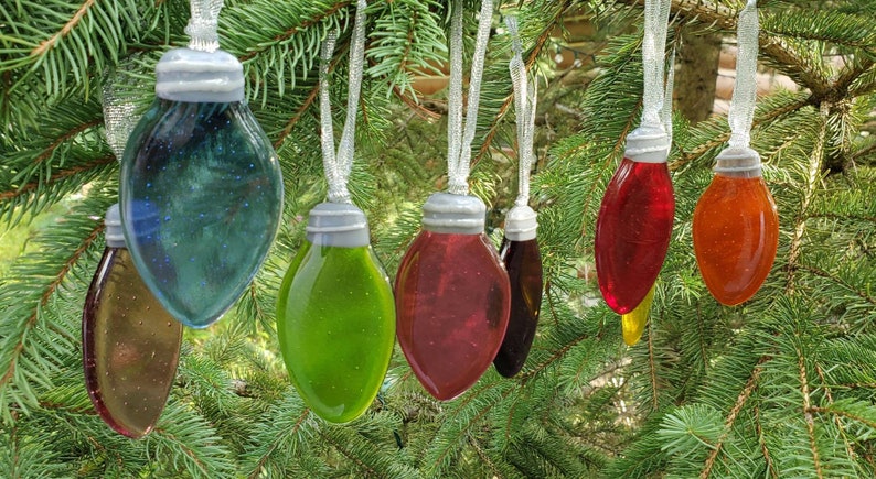 Light Bulb Ornament Fused Glass Handmade Unique - Etsy