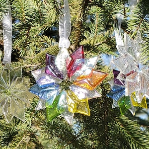 Rainbow Snowflake Ornament, Fused Glass, Handmade, Unique, Handcrafted, Glass, Sun Catcher, image 4