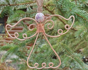 Copper Colored Angel Ornament, Christmas Tree Ornament, Hammered Wire Ornament, Handmade Ornament, Unique Gift, Angel, ornament