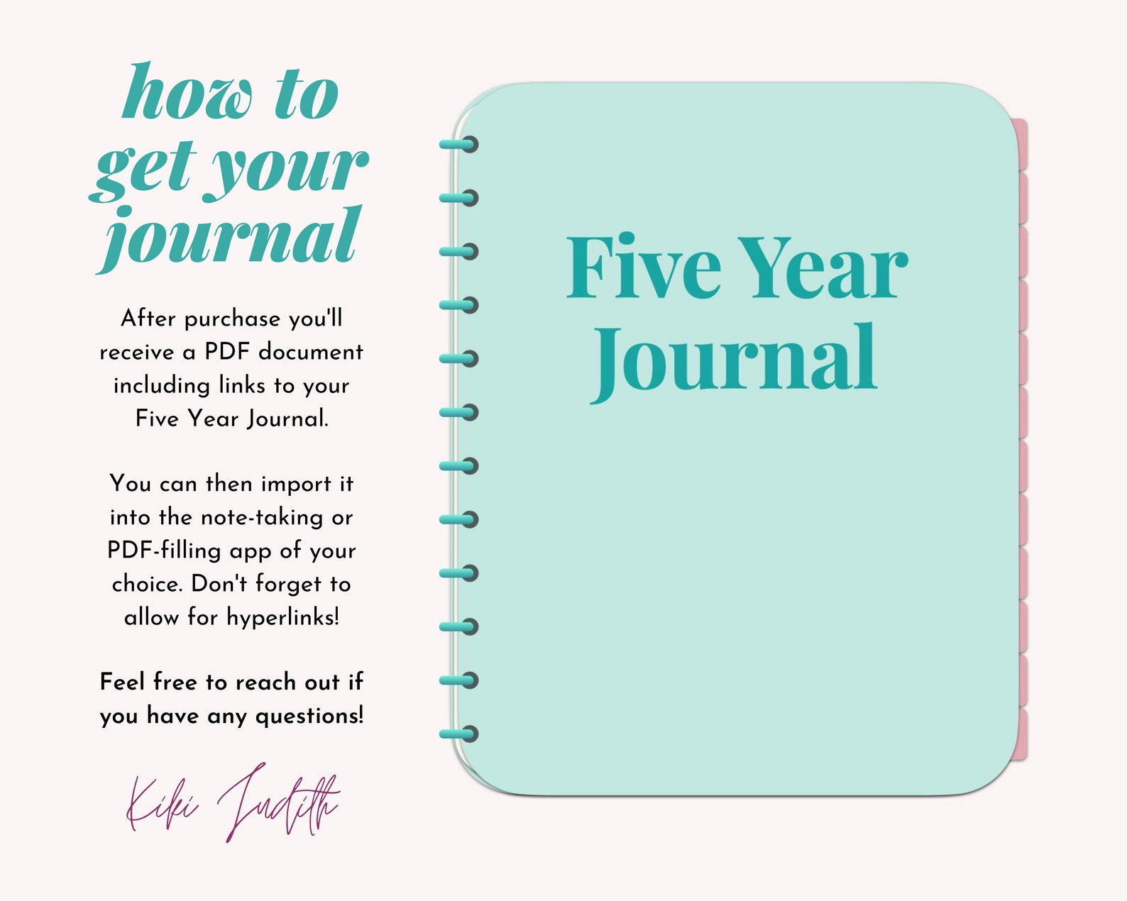 Digital 5 Year Journal Minimal Goodnotes Diary Etsy