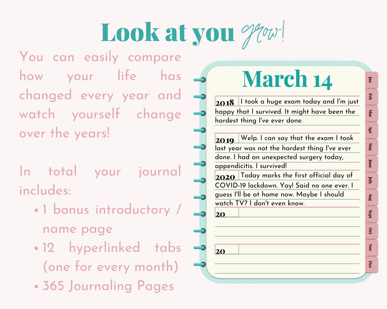 Digital 5 Year Journal Minimal Goodnotes Diary Etsy