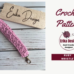 Patrón de pulsera de crochet, patrón de llavero de pulsera de crochet, pulsera Ruby, patrón de llavero de crochet, patrón de crochet para principiantes, llavero