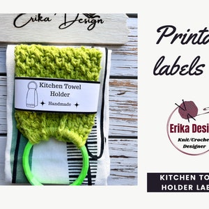 Kitchen towel holder labels, Printable labels, printable tags, kitchen towel printable tags, diy tags, market wrap