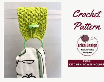 Ruby Kitchen Crochet Towel Holder Pattern (Digital Download)