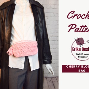 crochet fanny pack pattern, crochet crossbody bag pattern, crochet purse pattern, fanny bag pattern, Cherry Blossom bag, summer crochet bag