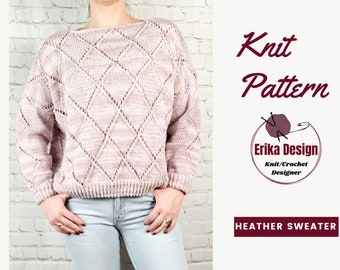 Heather Sweater, knitting patterns for beginners, knit sweater pattern, lace knitting pattern, top pattern, knit fashion