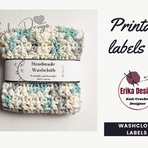 Printable labels, crochet washcloth, dishcloth, washcloth printable tag set, reusable, eco friendly, pdf download, kitchen, for mothers day