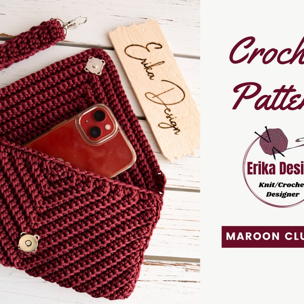 crochet clutch pattern, crochet bag pattern, maroon clutch, crochet pattern for advanced beginners, crochet pouch pattern, handbag pattern