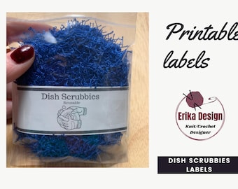 Dish Scrubbies labels, Printable labels, printable tags, kitchen scrubbies, srubbies wrap, dishcloth printable tags, dish crubbies, diy tags