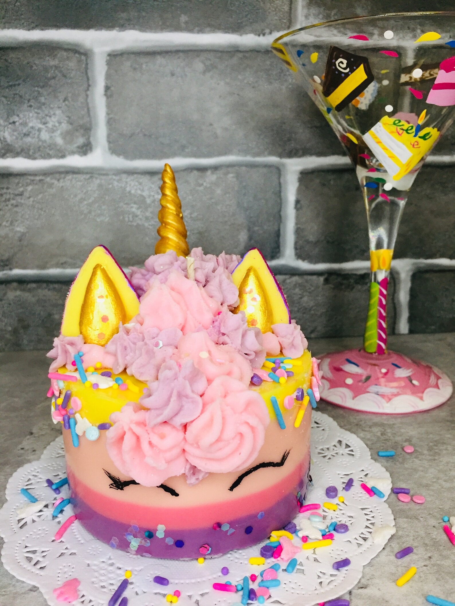 Candle Cake Unicorn Rainbow Designed Birthday Candle Cake Etsy UK