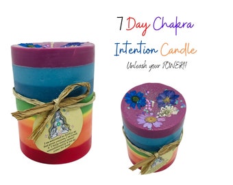 Chakra healing meditation Candle set with free Chakra wax melt, intention candle natural essential oils & herbs eco friendly spiritual gifts