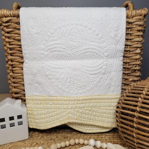Personalized Heirloom Baby Quilt: Yellow Gingham, Embroidered Monogram Shower Gift Keepsake