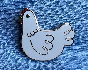 White Chicken Enamel Pin