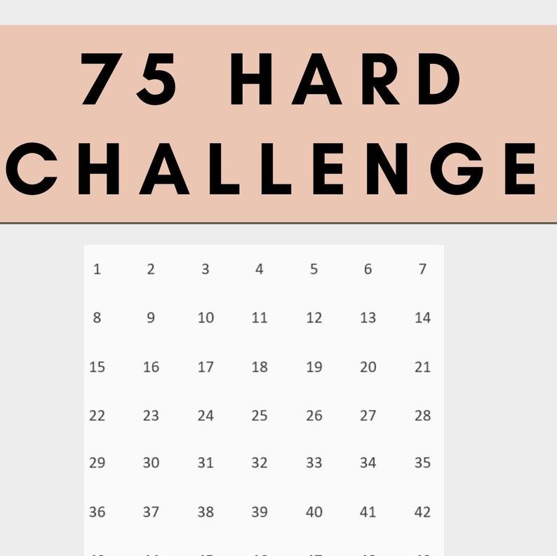 75 Hard Challenge Printable Trackers Etsy Hong Kong
