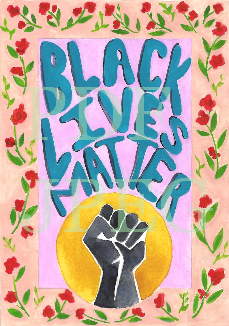 Poster Art Downloadable Watercolor BLM Poster Art Black Etsy
