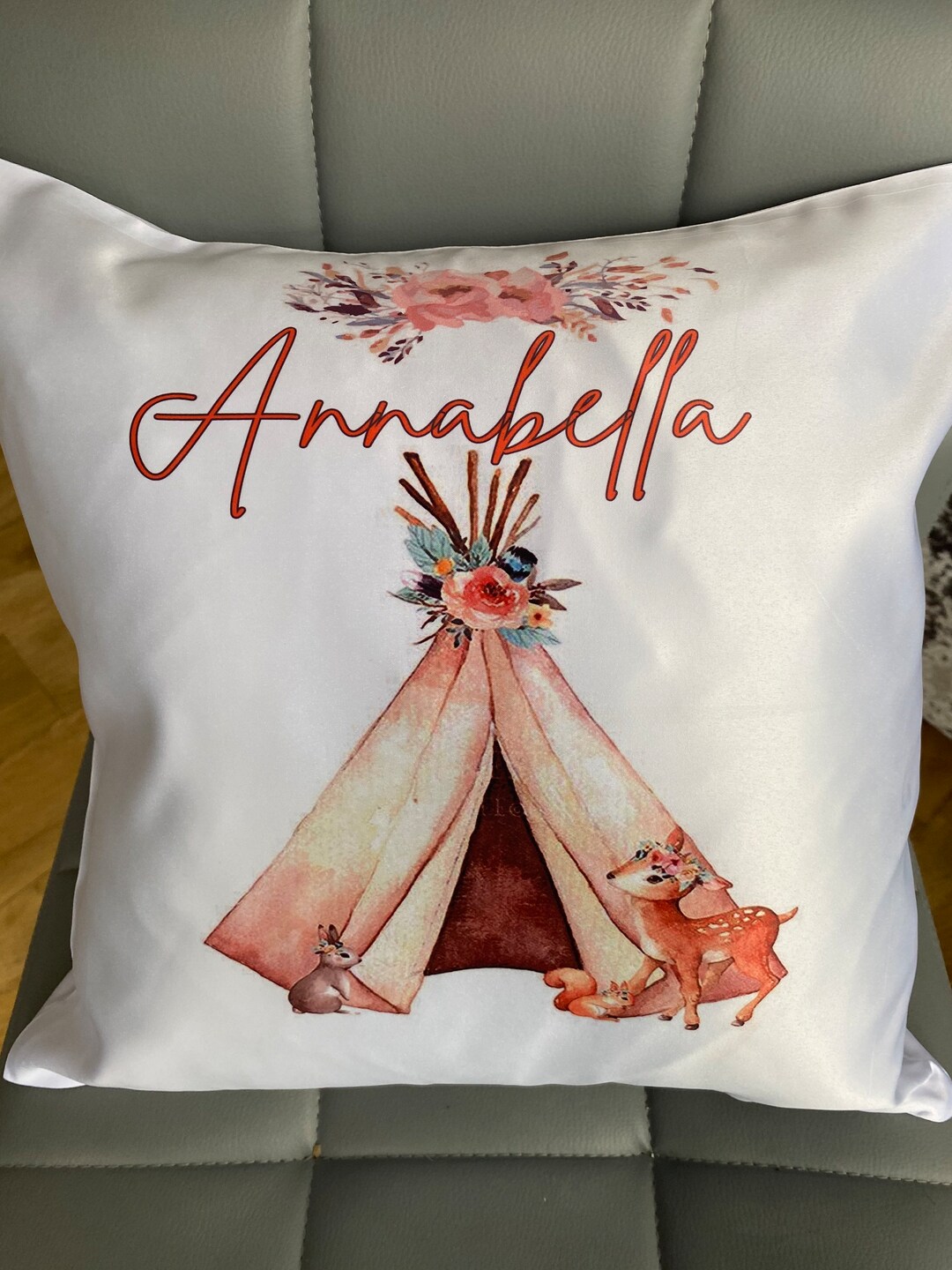 Nursery Teepee Cushion Children Nursery Personalised Name Etsy UK