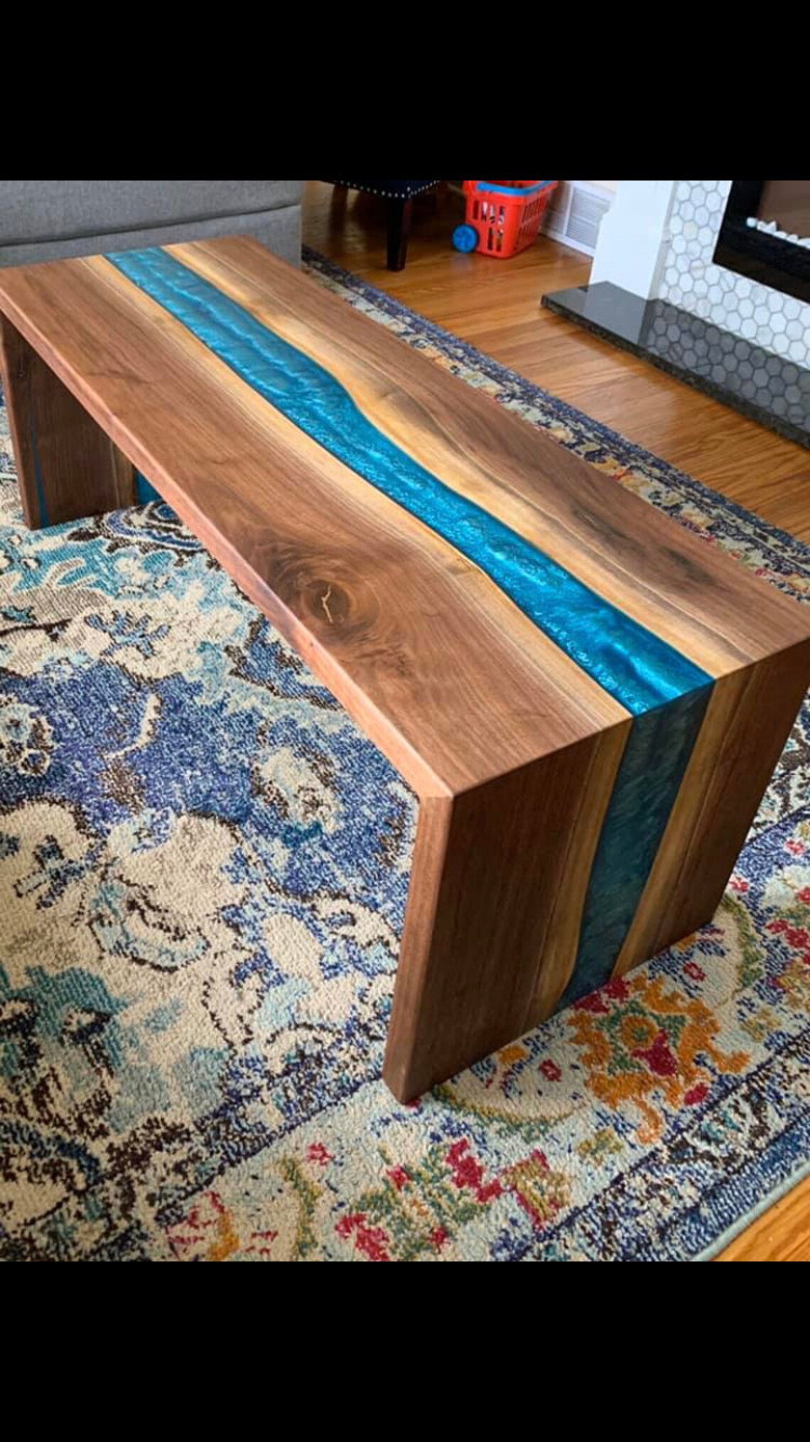 Live edge Epoxy Waterfall Table Etsy