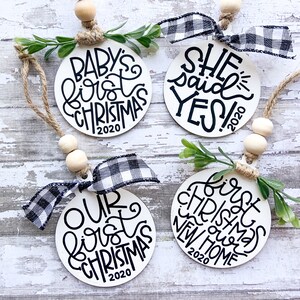 Hand Lettered Christmas Ornaments. First Christmas Ornament, Farmhouse Style Ornament