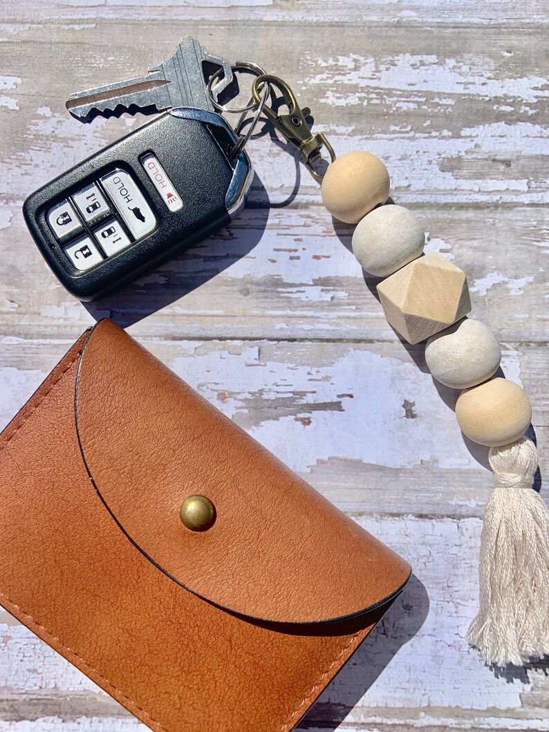 Boho Wood Bead Tassel Keychain - Etsy
