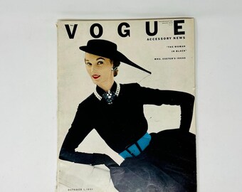 Vintage Vogue Magazine October 1951 Fashion Accessory Issue Collectible