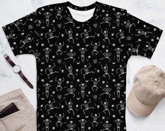 Skeleton Mens Shirt Gothic Mens Clothing, Mens Black Tshirt Skeleton Halloween Shirt for Men, Spooky Dancing Skeleton Aesthetic T Shirt Men